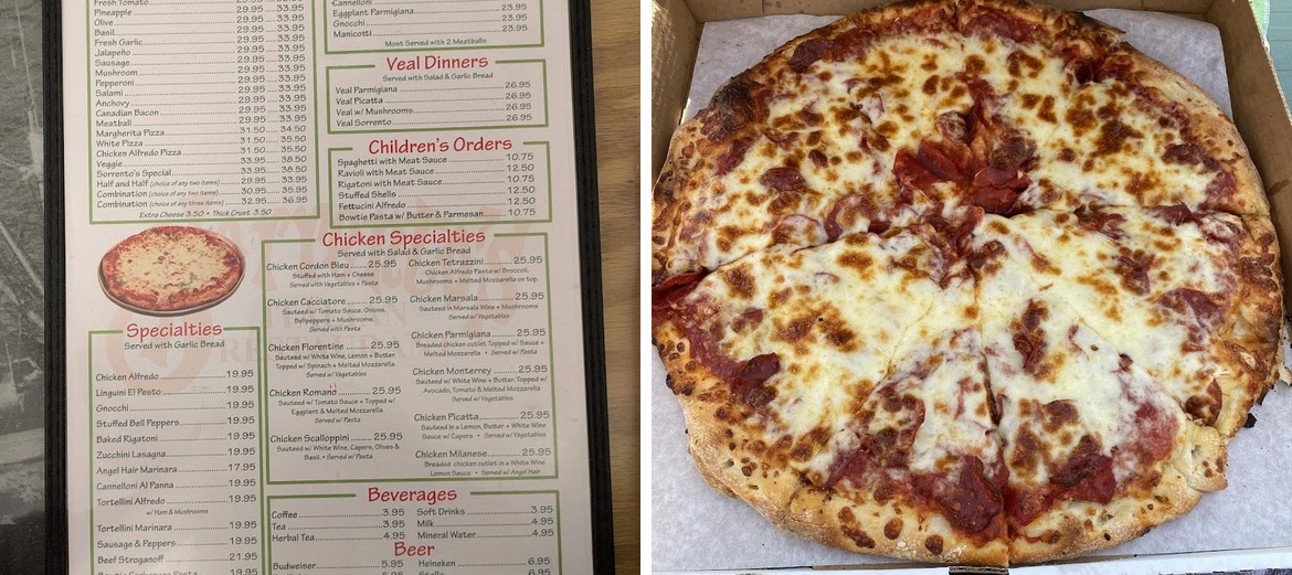 Sorrento's Pizza House Menu