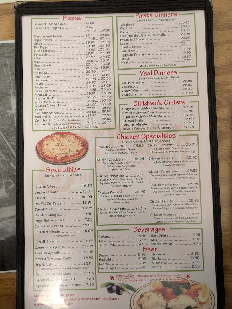 Sorrento's Pizza House Menu image 2